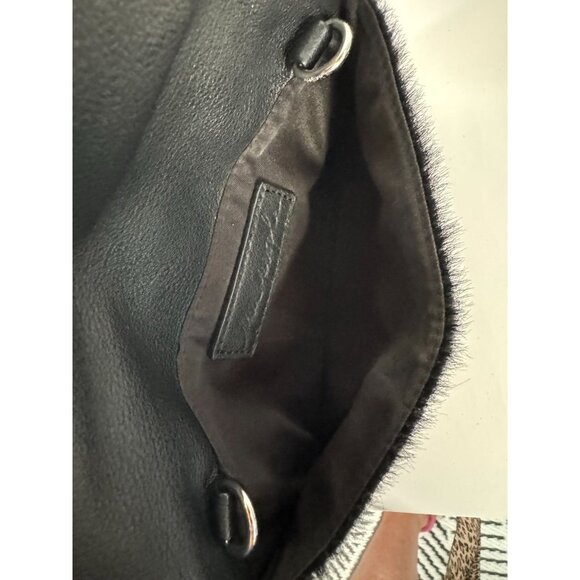 Faux Fur Zip Clutch Bag By Free People Black 8" x 5.5" - Picture 12 of 16